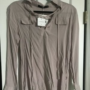 Missguided lace up blouse in the color stone